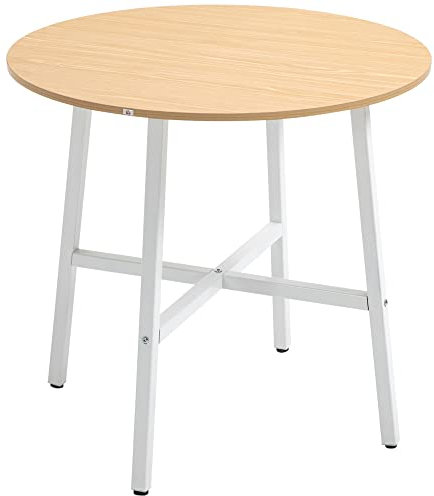 HOMCOM Esstisch 80 x 80 cm rund Küchentisch für 4 Personen Esszimmertisch mit Stahlrahmen, Industriller Tisch für Küche, Esszimmer und Wohnzimmer Naturholz