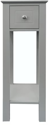 woodluv Bedside Storage Unit, Slimline Tall Telephone Table, Bedside Cabinet, Hallway Entryway Furniture, Freestanding Night Stand, Bedroom Side-table, Slimline Storage For Home - Grey