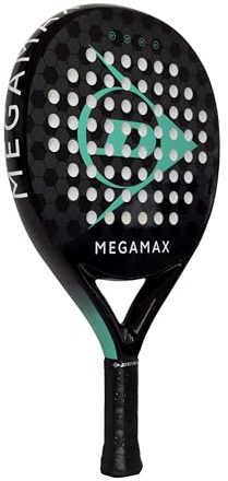 DUNLOP Padel Bat Megamax Silver/Black/Green – Round Shape Graphite Frame – Medium Balance Pro EVA Core – For Beginners