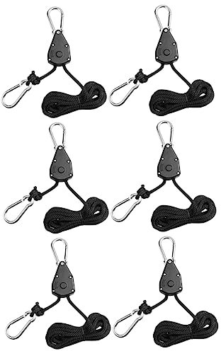 HEMOTON 6pièces Lot Crochets Réglables Pour Lampe De Croissance Avec Corde à Cliquet Robuste Levage Facile Support Jusqu à Lb Pour Suspension De Plantes Et Accessoires Jardin