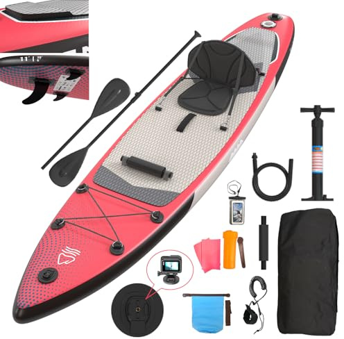 JUMMICO Stand Up Paddling Board, 330 x 76 x 15 cm, Planche de Sup Gonflable, Stand Up Paddle 2-en-1 avec siège de Kayak et Accessoires, jusqu'à 160 kg, idéale pour Le Surf, la pêche et Le Yoga.