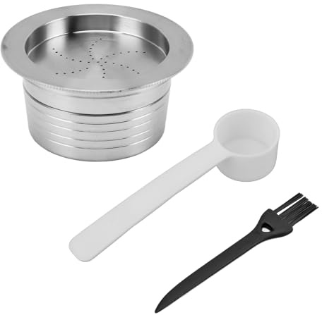 Sunicon Reusable Coffee Pod Capsule, Stainless Steel Filter Cup Easy Operation with Spoon Coffee Machine Accessory for Coffee Machine