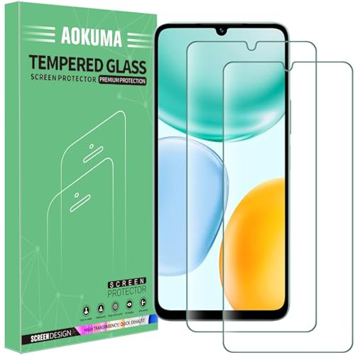 AOKUMA Härdat glas för Honor X5C Plus/Honor X5C 4G/5G skärmskydd, 2-pack skärmskydd, 9H hårdhet, repskydd, anti-fingeravtryck, bubbelfri, HD klar, premiumskyddsfilm fodral vänlig