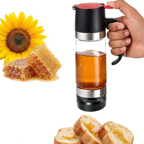 Eulihent 350ml Dosatore Miele in Vetro, Contenitore Dispenser Miele Antigoccia con Manico per Miele Sciroppo Caffè E Altri Liquidi Per Desser
