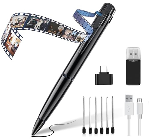 HYVO Penna Telecamera 1080P HD con Audio, Mini Videocamera Portatile OTG con Rilevamento Movimento, Ideale per Riunioni, Lezioni e Ufficio