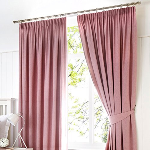 Fusion Pink W46 x L54 Pencil Pink-2x Panels Bedroom & Living Room-Pleated Curtains in Blush Dijon Collection, Blackout/Thermal Insulated, 46 Width x 54 Drop (117 x 137cm)