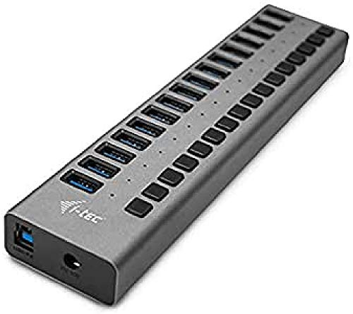 i-tec USB 3.0 Charging HUB 16port + Power Adapter 90 W - Cargador (Interior, Corriente alterna, Gris)