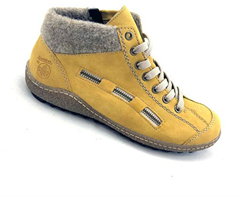 Rieker Herbst/Winter, Baskets Hautes Femme, Jaune (Honig/Wood 69), 36 EU