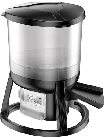 Evolution Aqua EvoFeed Automatic Fish Feeder – Outdoor Auto Food Dispenser with Timer – Battery Powered Device for Feeding in Koi Ponds and Garden Ponds