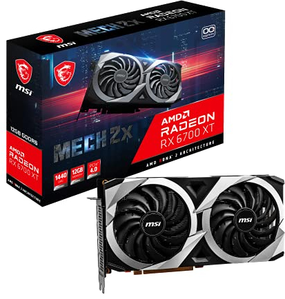 MSI Radeon RX 6700 XT MECH 2X 12G OC Gaming Graphics Card - 12GB GDDR6, 2620MHz, PCI Express 4, 192-bit, 3x DP v 1.4, HDMI 2.1 (Supports 4K & 8K)