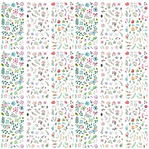 18 Blatt Washi-Aufkleber, farbig, Blattmotiv, selbstklebend, Notizbuch, Basteln, für Scrapbooking, Fotoalbum, selbstklebend, Buch, Album, Tagebuch, Kalender, Dekoration