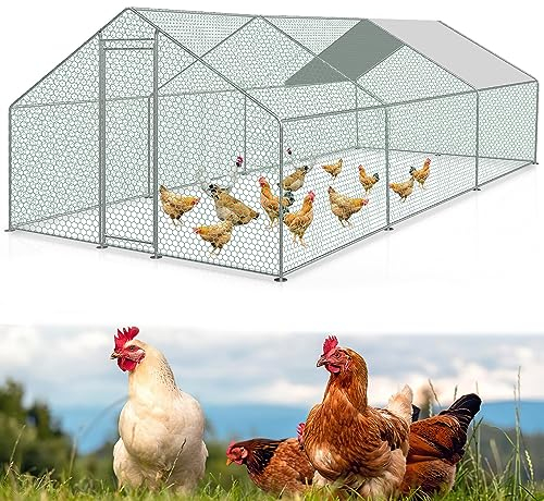 Gimisgu XXL Hühnerstall Freilaufgehege, 3x6x2m Verzinkter Stahl Geflügelstall mit Schloss und Wasserdichtes PE-Farbtuch, für Haustierkäfig Vogelkäfig Kleintiere Pflanzen