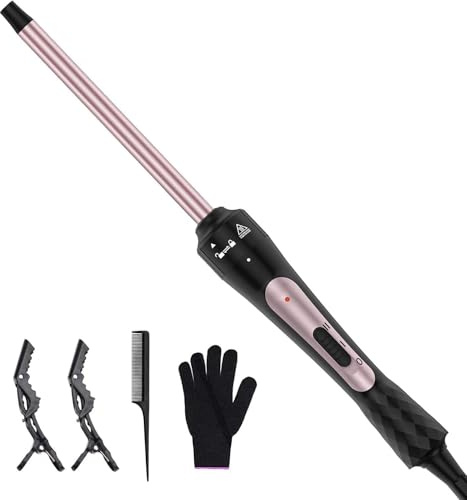 3/8 Inch Curling Iron, Small Curling Wand for Short & Long Hair, Ceramic 9mm Tiny Wand Curling Iron with 2 Temperature, Instant Heat Up, Travel Hair Curler, Gifts for Women