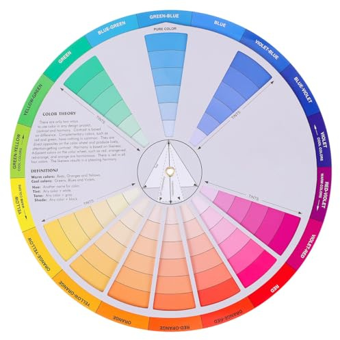 NUOBESTY Ruota Dei Colori Professionale 9 Pollici Strumento Visivo Per Teoria Dei Colori Con Tonalità Tinte E Toni Per Arte Nail Art E Miscelazione