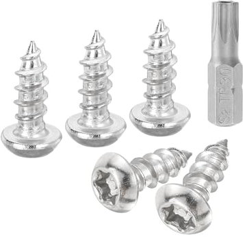 QUARKZMAN M6 x 12mm Viti per Lamiera di Sicurezza a Testa Tonda Torx, 20pz Viti Autofilettanti Antimanomissione Acciaio Inossidabile 304, Viti Legno Antifurto con Punta T30 (Argento)