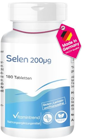Selen 200μg aus Selenhefe - 180 Tabletten - hochdosiert - vegan - bioverfügbare Supplements aus Deutschland | Vitamintrend