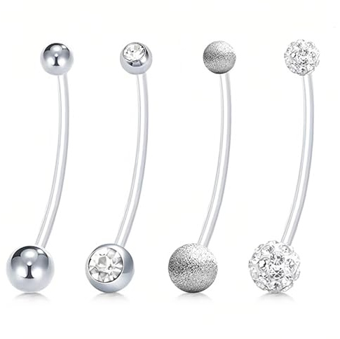 ZKGYUS 4pcs Piercing nombril grossesse piercing grossesse nombril Piercing de nombril long pour maternité Sport Femmes enceintes Piercing nombril flexible