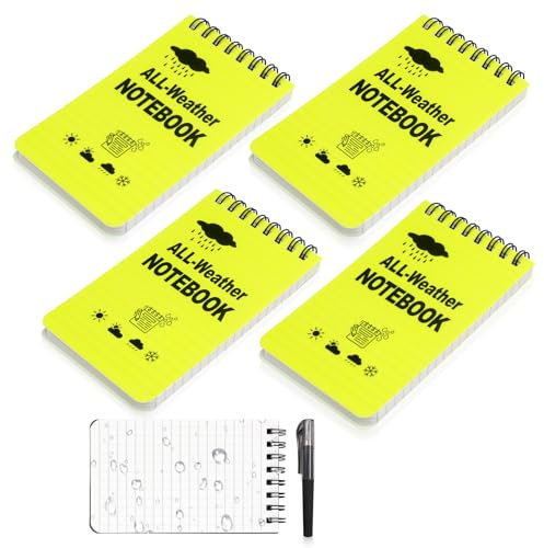 ZOCONE 4 Pack Waterproof Notebook 3x5'' Spiral Notebook Pocket with Pen, 50 Sheets per Pocket Notepad Waterproof Small Notepad | Mini Spiral Notepads Pocket Size for Reporters Office School (B)