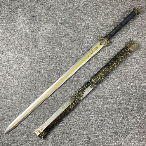 HJHUUA Spade Cinesi in bambù da 100 cm,Fodero in ABS,bokken Fatto a Mano,Spada Dritta in Legno per Regali,Cosplay,Oggetti di Scena,Decorazioni