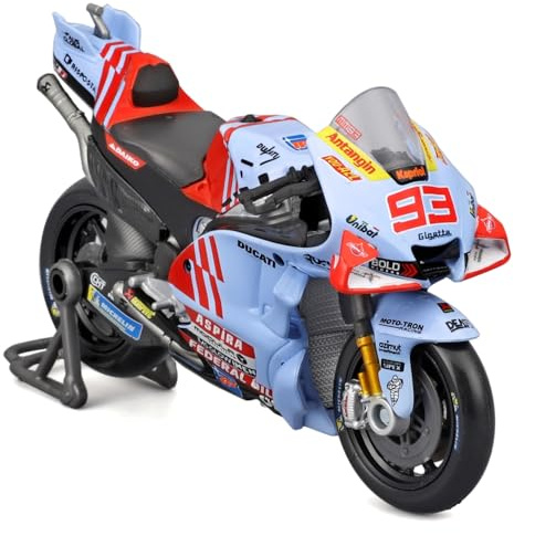 Bburago Ducati Desmosedici GP23 MotoGP Team Gresini Racing 2024 – Marc Márquez #93 – 1:18 Scale Die-Cast Motorcycle Model (Blue)