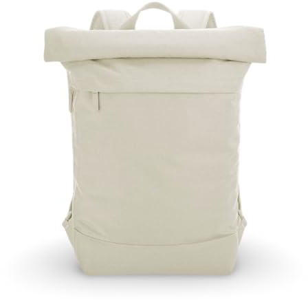 Cocholate | Sac à dos personnalisé Roll-Top avec compartiment pour ordinateur portable 15,6 – Imperméable – Design urbain avec broderie personnalisée – Idéal pour cadeau ou travail, ecru, 50 × 40 ×
