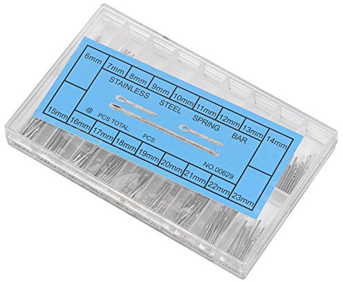 Brrnoo 360 Pièces Barre de Liaison à Ressort de Ceinture de Montre en Acier au Tungstène, Outil de Réparation de Fixation de Bracelet de Montre-bracelet, avec Boîte en Plastique