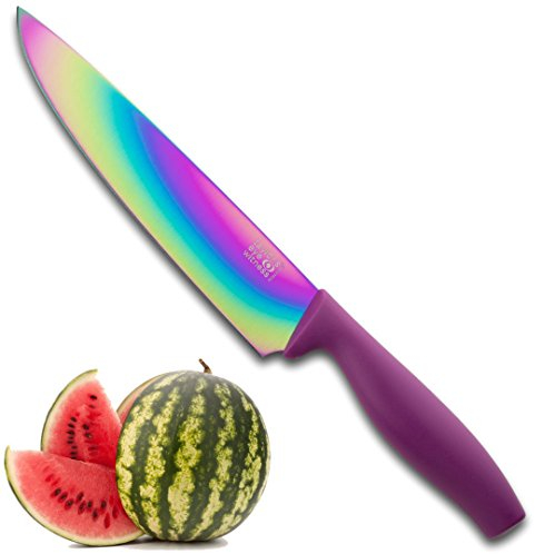 Taylors Eye Witness Iridescent Rainbow Coloured Chefs Knife - Professional Chef’s/Cook’s Kitchen Knife. 20cm Razor Sharp Titanium Nitride Blade. Comfortable Ergonomic Handle 2 Year Guarantee.