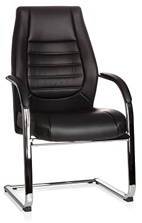 hjh OFFICE 600986 Konferenzstuhl VITORO V Kunstleder Schwarz bequemer Freischwinger Besucherstuhl