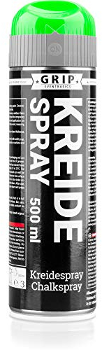 GRIP Eventbasics Kreidespray 500 ml, neongrün, mit Überkopfdüse, Sprühkreide für temporäre Markierungen