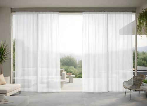 BIANCHERIAWEB Tenda Zanzariera 145x250cm Porte E Finestre Tendone Resistente Anti Mosche Cimici e Insetti Tinta Unita Bianco