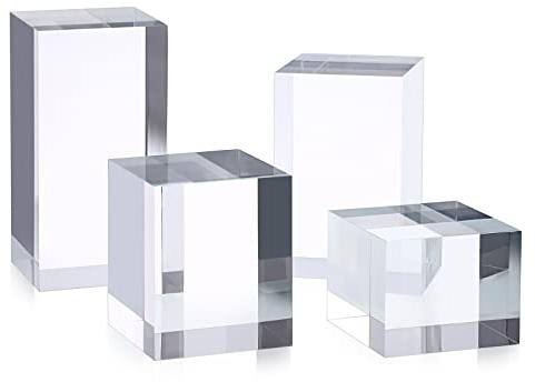 TOLIDA Soporte de exhibición Cuadrada de Acrílico Bloques Exhibición Pulido Transparente para Anillo de Joyería 4 unidades