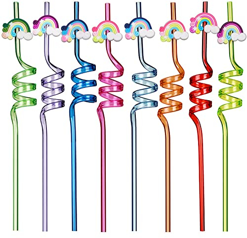 8 Pezzi Cannucce a Forma, Colorato Cannucce, Cannucce Riutilizzabili in Plastica, Cannucce per Feste in Plastica, per Feste di Famiglia per Succhi di Frutta, Bevande, Bicchieri da Cocktail