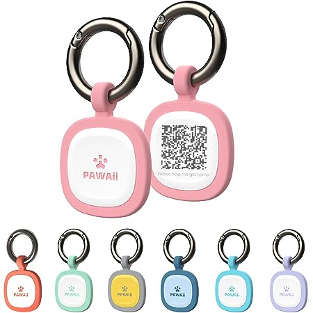 Pawaii Silent Silicone Dog ID Tag, Modifiable Pet Online Profile and Emergency Contacts, Scan QR for Instant Location Alerts, 1 Pack (Pink)