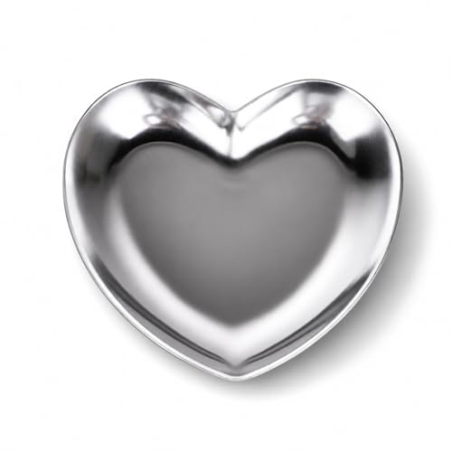 Platos De Corazón, Platos En Forma De Corazón De Acero Inoxidable Tazón Pequeño En Forma De Corazón Plato De Corazón Multifuncional Decoración Del Hogar Bandeja De Corazón(Plata)