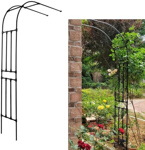 Hoiweqr Mezzo Arco di Rose, Gazebo Ad Arco Giardino Resistente alle Intemperie, Arco da Giardino per Rose Rampicanti Metallo, per Il Giardino Esterno Il Prato del Cortile(Noir,60x240x40cm)