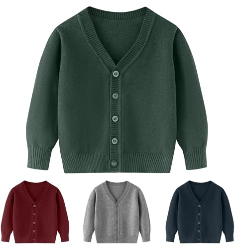 Kunyeah Cárdigan de Punto para niños y niñas, suéter de algodón Soild para niños, Cuello en V, Manga Larga, Ropa de Abrigo para niños de 3 a 7 años