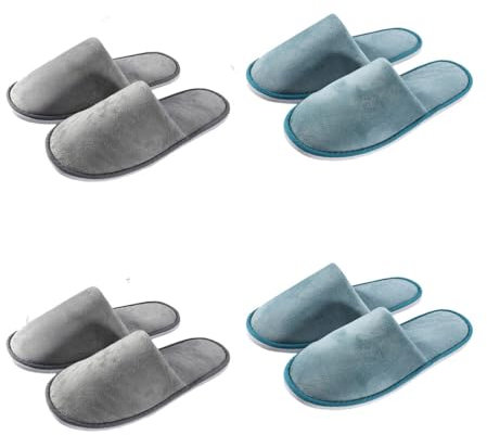 Teceyfeet Gästehausschuhe Set Waschbar,4-6 Paar Hausschuhe Unisex Set Winter Warm Gästepantoffel Damen Filzpantoffeln Rutschfest Samt Hausschuhe Hochwertig Ideal für Gäste, Familie, Hotel, Reisen