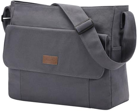 Chase Chic Toile Sac Bandoulière Femme Homme,Sacs d'épaule Sacoche Messager pour Ordinateur Portable 15.6,Sac a Main Sacs Besace pour Travail Voyage Ecole(Gris)