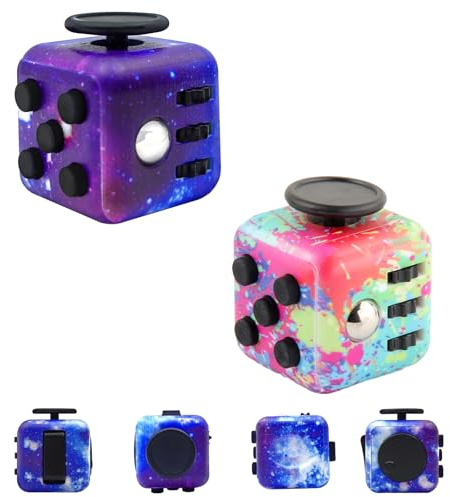 2 Pcs Fidget Cube, Fidget Cubes For Kids, Anti-Stress Toy Anti-anxiety Toy, 6 Different Functional Anti-stress and Anxiety Relieving Toys for Adults and Children, Office Classroom Toy Gift (Colour)