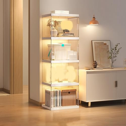Vitrine d'angle en verre pour objets de collection - Étagères de rangement avec porte en verre acrylique - 40 x 32 x 124 cm