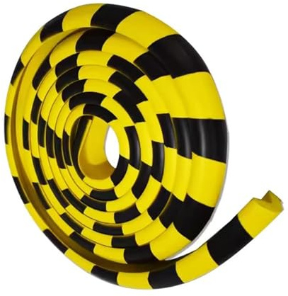 OYKSHDF Wall Edge Corner Guards, 196.9in/5m Yellow Black Safety Bumpers, Self-Adhesive Foam Protector Padding, Warehouse Racks, Shelves, Garage & Equipment Protection (1, Yellow+Black, 196.5in/5m)