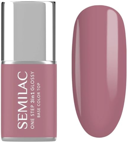 S201 Semilac - Vernis à ongles UV 3 en 1 - Rose terre brillante - 7 ml - Vernis à ongles gel UV - Base et top coat intégrés - Brillance et tenue jusqu'à 21 jours