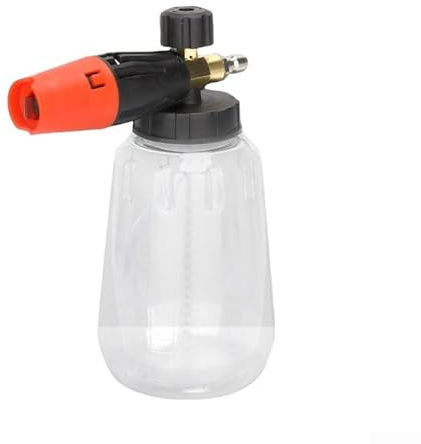 Zilimontt Botella de espuma de alta presión para lavado de coches y uso en jardín, construcción de plástico de cobre en colores blancos transparentes (maceta transparente)