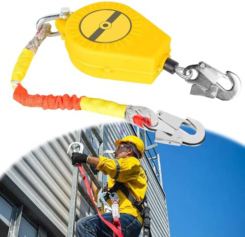 KBIBCK Dispositif de sécurité en hauteur de 10 m, anti-chute, rétractable, portable, protection contre les chutes, dispositif de sécurité d'escalade, dispositif de sécurité anti-chute pour travaux