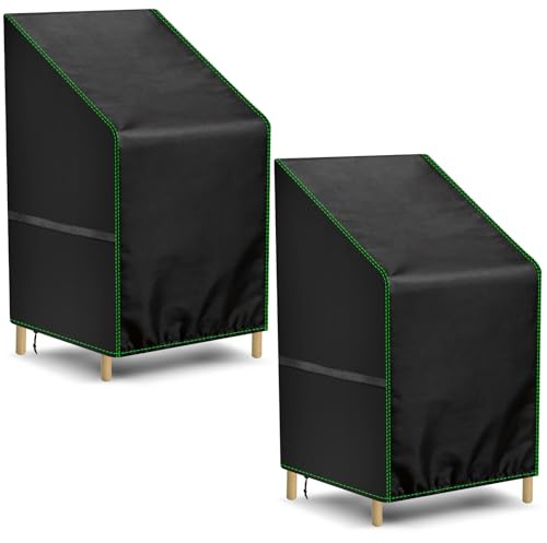 Zocipro Set da 2 Coperture Protettive per Sedie da Giardino per Esterno, 64 x 64 x 70/120 cm, Tessuto Oxford 210D Impermeabile e Resistente, Anti-UV, per Sedie Impilabili da Terrazza