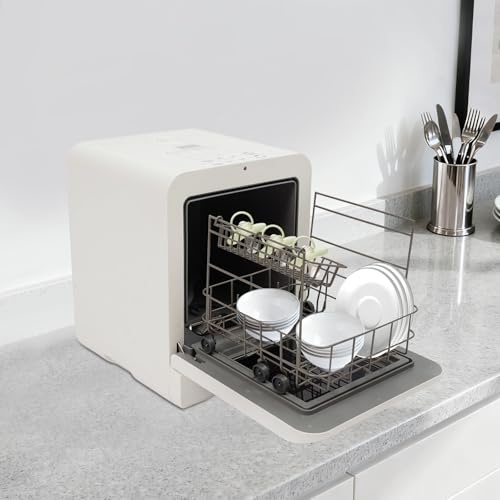 Lavastoviglie da tavolo Piccola Lavastoviglie Mini Lavastoviglie per 3 soffitti con/senza collegamento acqua, utilizzabile con funzione a secco, Lavastoviglie portatile compatta per appartamenti