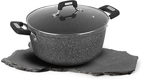 KASANOVA Pentola antiaderente 28 cm con coperchio, per induzione e tutti i piani cottura New Petra Dark