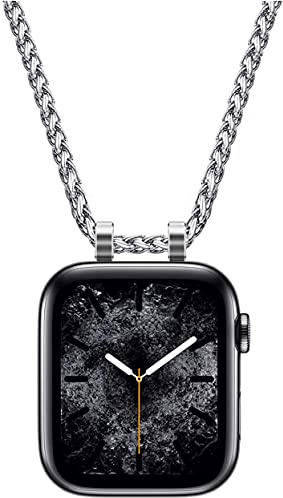 HiPai halsband adapter hänge kompatibelt med Apple Watch, Infinity & dubbel ögla kontakt levereras med 32 tum rostfritt rollo vetekedja 3 mm för iWatch-serien 9/8/7/6/5/4/3/SE