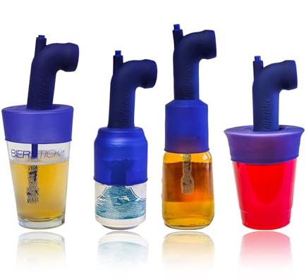 Bierstick Bierbro Snorkel Beer Bong- Silicone Stretches & Expands to Fit Cans, Bottles, Mugs, and Cups - Easy Transport
