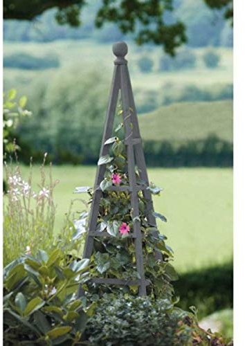 Garden Mile Grande traliccio da giardino in legno per piante rampicanti, obelisco, piramide, supporto per piante, traliccio per rose, 1,9 cm, grigio ardesia